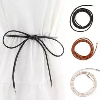 Женский пояс-цепочка, тонкий пояс, простое украшение, галстук с платьем, длинная талия, веревка, завязанная в узел, винтажные платья, пояс-шнур 150cm чёрный