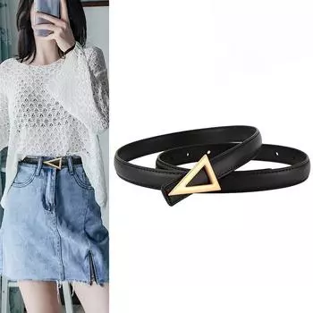 Женский пояс для джинсовых брюк, платьев, модный женский кожаный ремень с треугольной пряжкой из сплава 105cm