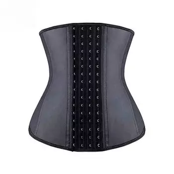 Женский пояс для талии, гладкий латексный, 4-рядный, с крючками, резиновый, для упражнений и утягивания талии XS