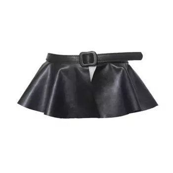 Женский пояс из искусственной кожи с отделкой в виде складок и оборок, микромини-юбка для декора, пояс для повседневной офисной и уличной одежды чёрный