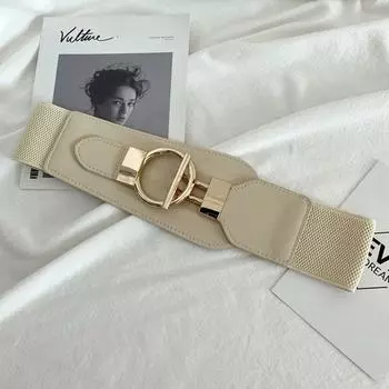 Женский пояс из ПУ кожи с широкой боковой частью и пряжкой OT, декоративный корейский пояс для талии, для пальто и платья белый