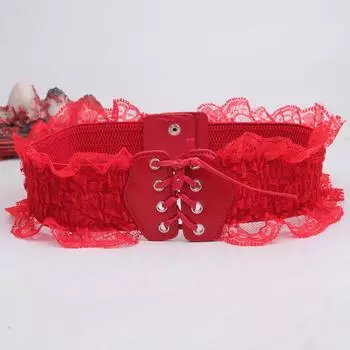 Женский пояс-кисточка на резинке, кружевной, сексуальный, широкий, аксессуары для платья красный
