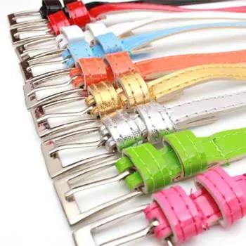 Женский пояс Laies Narrow Skinny Thin Lace Leather Bow Buckle Waist Belt чёрный