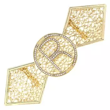 Женский пояс с буквой R и цепочкой из розового золота и серебра с орнаментом золотой