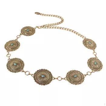 Женский пояс с цепочкой, регулируемый для летней юбки-платья золотой