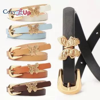 Женский пояс с милым украшением в виде бабочки на ветру, дикий цельный пояс для юбки 103x1.4cm розовый