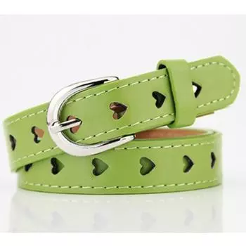 Женский пояс с полым сердечком из искусственной кожи и металлической пряжкой для девочек яблочный зеленый
