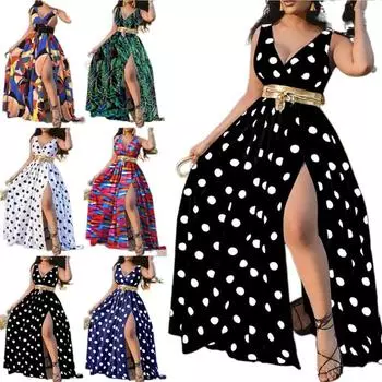 Женский пояс с принтом, темперамент со средней талией, длинное платье на работу, сексуальное платье с разрезом и поясом S белый