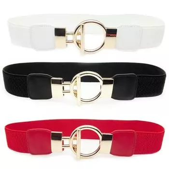 Женский пояс с пряжкой, широкий эластичный эластичный пояс для женщин, платье красный