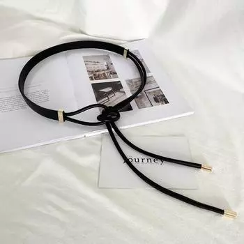 Женский пояс с узлом - стильный черный аксессуар на талию для платьев, свитеров и пальто