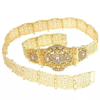 Женский пояс со стразами золотого цвета, металлическая цепочка на талию, Этническая свадебная бижутерия для тела, подарок золотой