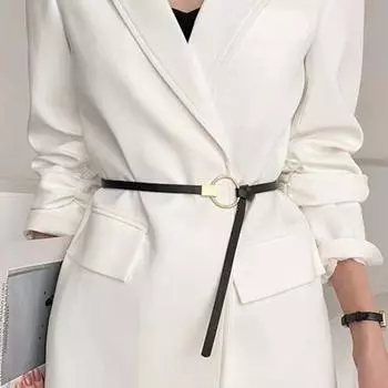 Женский пояс, тонкий ремесленный декоративный сладкий ремень из искусственной кожи, тонкий тонкий пояс, орнамент для одежды чёрный