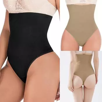 Женский поясной пояс для живота, стройнящая модель, сексуальные трусики-стринги с высокой талией, корректирующее белье XL-2XL чёрный