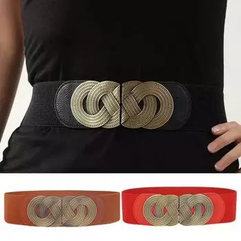 Женский поясной ремень, эластичная подходящая одежда, высокая эластичность, ретро-платье, утягивающее талию, пояс, аксессуар для одежды чёрный