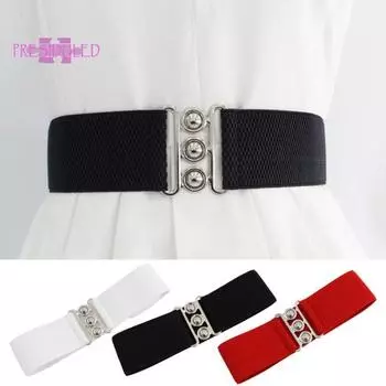 Женский поясной ремень, эластичный широкий пояс для похудения, регулируемый сплошной цвет, подходит для одежды, декоративная, большая долговечность, женский пояс, аксессуар для одежды чёрный