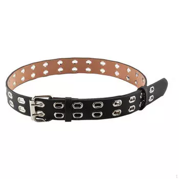 Женский поясной ремень с двойной пряжкой-люверсом, модный пояс в стиле панк для