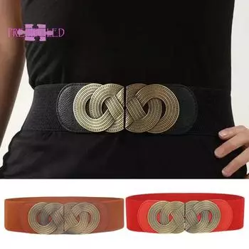 Женский поясной ремень с широкой лентой, эластичный, регулируемый, контрастного цвета, с защитой от разрывов, плотная талия, противоскользящий, ретро, формирующий талию, платья, пояс, аксессуар для одежды чёрный