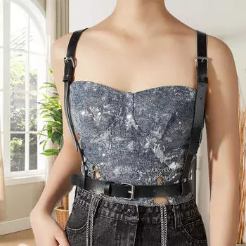 Женский поясной ремень в стиле панк, нагрудный ремень, цепочка для тела, искусственная кожа, портупея