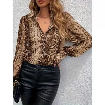 Женский повседневный элегантный кардиган с длинным рукавом и леопардовым принтом S цветной печати леопарда