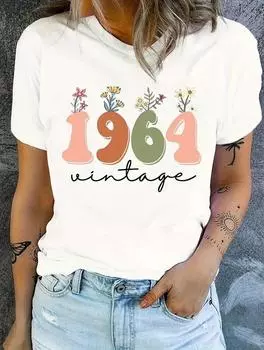 Женский повседневный белый топ с короткими рукавами и классическим принтом S