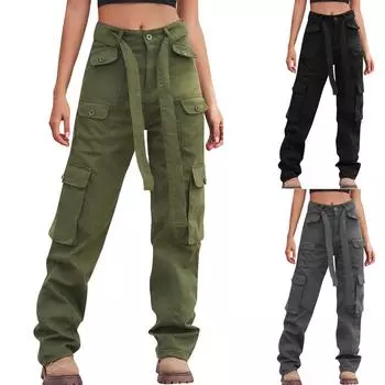 Женский повседневный джинсовый тяжелый рабочий комбинезон с множеством карманов, длинные брюки L