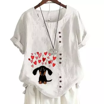 Женский повседневный хлопковый топ с 6 рисунками фламинго, круглым вырезом, короткими рукавами S