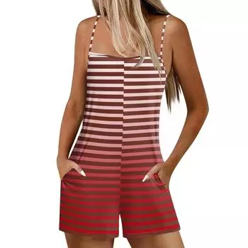 Женский повседневный и модный комбинезон без рукавов с карманами, шорты, комбинезон, шорты L красный