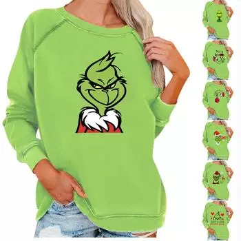 Женский повседневный и модный свитер с круглым вырезом, свободный свитер с круглым вырезом и принтом XXL