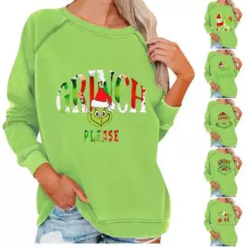 Женский повседневный и модный свитер с круглым вырезом, свободный свитер с круглым вырезом и принтом XXL киноварь