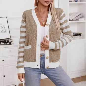 Женский повседневный кардиган с длинным рукавом, застегивающийся на пуговицы спереди, легкий мягкий трикотажный свитер, верхняя одежда, пальто, зима-осень, кардиган с V-образным вырезом, свитера для женщин S хаки