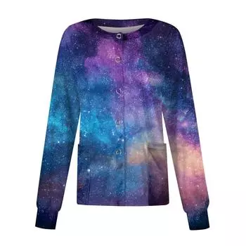 Женский повседневный кардиган с длинными рукавами на одной пуговице, защитный костюм с животным принтом L синий