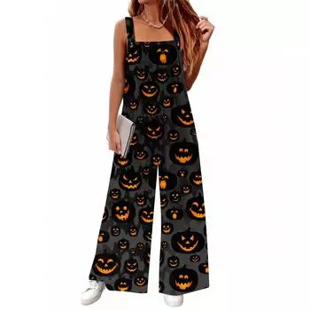 Женский повседневный комбинезон без рукавов с принтом «Любовь», хлопковый комбинезон XL чёрный