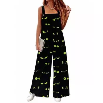 Женский повседневный комбинезон без рукавов с принтом «Любовь», хлопковый комбинезон L зелёный