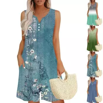 Женский повседневный комбинезон без рукавов с топом и шортами с карманами L синий