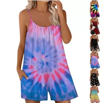 Женский повседневный комбинезон без рукавов, со свободными регулируемыми бретелями и карманами. L чёрный