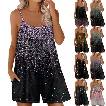 Женский повседневный комбинезон без рукавов со свободными бретелями и регулируемыми карманами. L