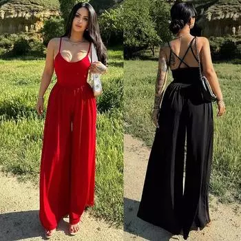 Женский повседневный комбинезон, комбинезон, летняя мода, камзол, широкие однотонные комбинезоны S чёрный