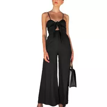 Женский повседневный комбинезон на шнуровке с подтяжками Trend S чёрный