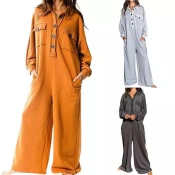 Женский повседневный комбинезон с длинным рукавом и карманами M