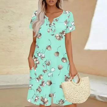 Женский повседневный комбинезон с коротким рукавом, модный топ, шорты, комбинезон с карманами M циан