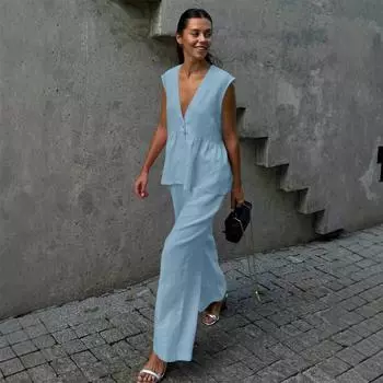 Женский повседневный комбинезон с V-образным вырезом и открытыми плечами, наряды, брюки, комбинезон XL синий