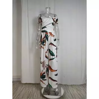 Женский повседневный комбинезон с высокой талией и принтом на одно плечо S красный