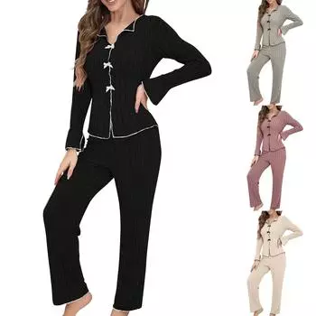 Женский повседневный комплект из двух предметов, теплая домашняя пижама L бежевый