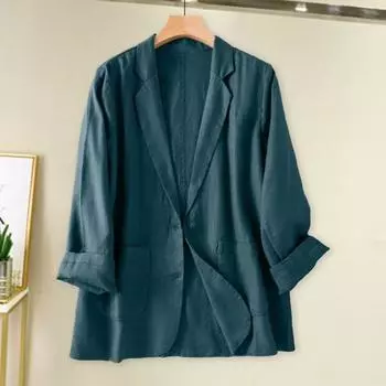 Женский повседневный костюм, куртка с длинными рукавами и однобортный костюм, пальто, карманы с лацканами, однотонный свободный крой L бежевый