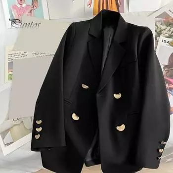 Женский повседневный костюм, офисный женский пиджак, модный свободный крой, женское пальто, весенне-осенняя одежда для работы и отдыха S серый