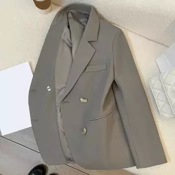 Женский повседневный костюм, офисный женский пиджак, модный свободный крой, женское пальто, весенне-осенняя одежда для работы и отдыха S чёрный