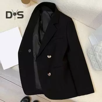 Женский повседневный костюм, офисный женский пиджак, модный свободный крой, женское пальто, весенне-осенняя одежда для работы и отдыха S серый