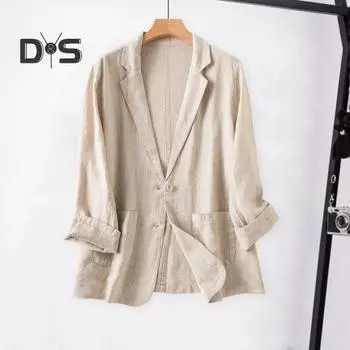 Женский повседневный костюм, пальто с лацканами, однобортный пиджак с длинными рукавами и карманами, однотонная свободная деловая верхняя одежда L бежевый