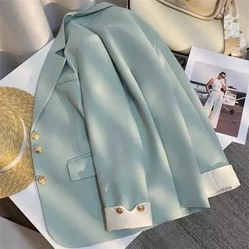 Женский повседневный костюм пальто весна новый дизайн Sense пальто корейский темперамент дамы маленький костюм многоцветный по желанию S синий