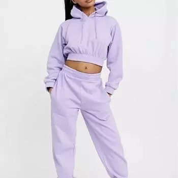 Женский повседневный костюм с цветными блоками и принтом S фиолетовый